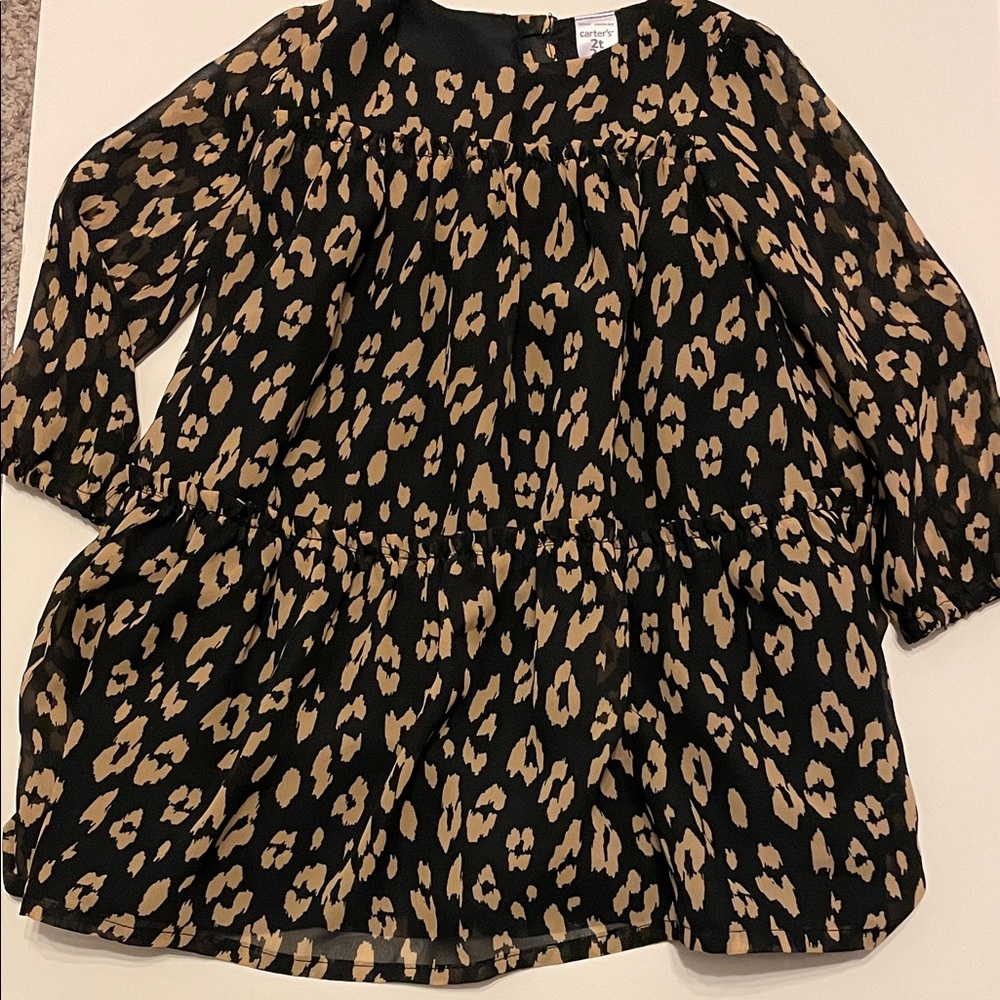 Carter’s Toddler Girl Size 2T Leopard Print Tunic Dress Fully Lined